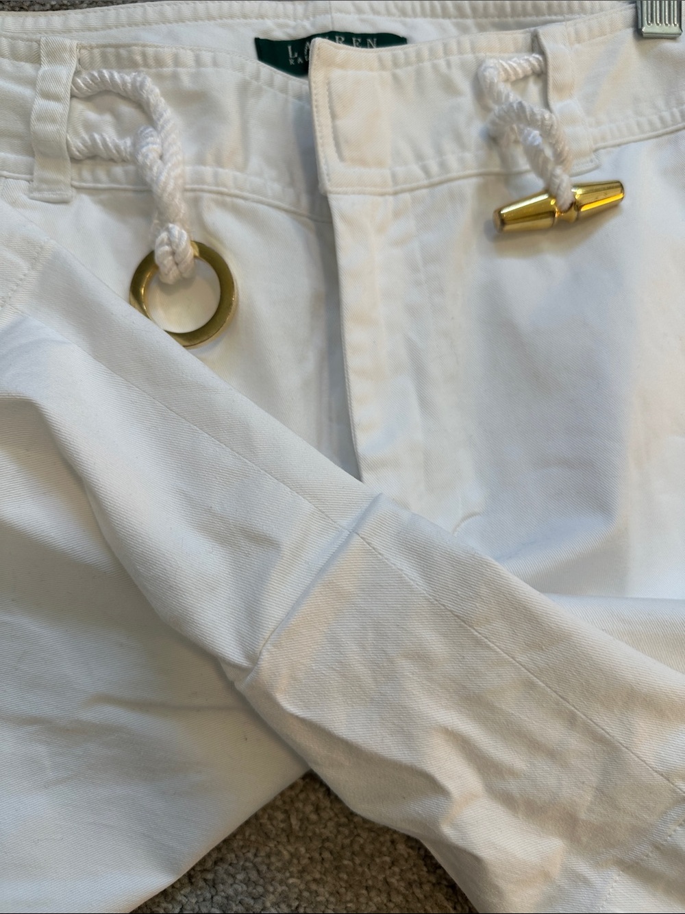 EUC Lauren Ralph Lauren Nautical Cotton White Shorts size 12 Petite - Picture 10 of 11